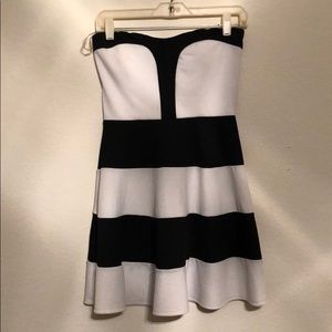 B&W strapless dress